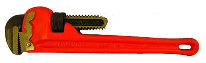 An orange 18 inch Christy Pro Cast Steel Heavy Duty Pipe Wrench.
