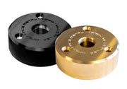 Black and gold metal components with visible branding on a white background