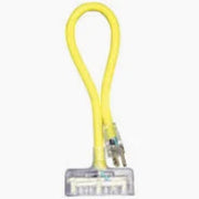 Yellow lanyard with a badge holder on a white background