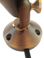 Close-up of a bronze and gold lamp fixture on a white background