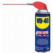 A can of Christy WD-40 smart straw 16 oz lubricant with a red application straw.