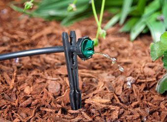 DIG Drip Emitter With Barbed Inlet .5 GPH Button Dripper, Brown