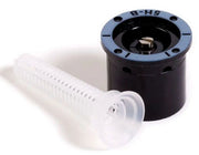 Rain Bird 5H B MPR Bubbler Nozzle, featuring a black plastic body and a white mesh filter.