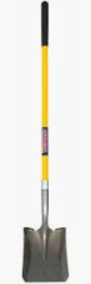 Shovel with a yellow handle on a white background