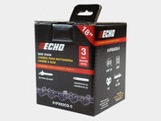 Packaging box for Echo 18 inch chainsaw chains with product details.