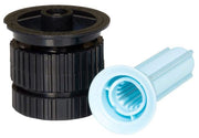Rain Bird sprinkler spray nozzle with black body and blue filter screen, designed for variable arc, pop-up spray patterns.