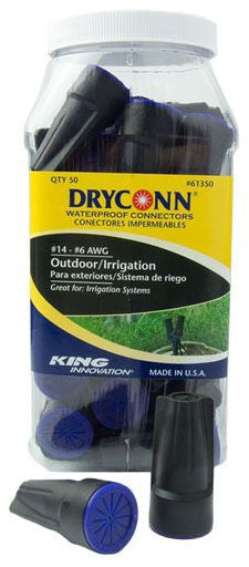 Dryconn waterproof connectors in a King Innovation packaging with two connectors in front.