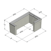 A concrete utility box with a galvanized steel frame, measuring 18 inches by 28.5 inches, without a lid.