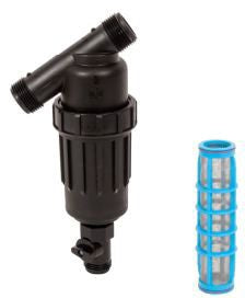 DIG 1 MNPT XL FILTER WITH STAINLESS STEEL SCREEN AND 3/4 FHT FLUSH VALVE 80 mesh, Blue