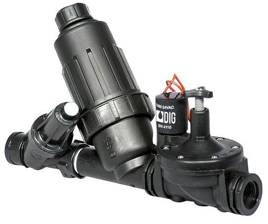 DIG 1 24VAC valve assembly FNPT x FNPT with 1 filter 155 meshand 1" preset pressure regulator (30 PSI)