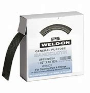 A box of Weld-On brand sand cloth, with visible sandpaper strips.