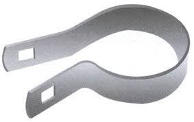 Metal U-shaped clip on a white background