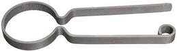 Metallic kitchen tongs on a white background
