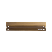 A gold-colored glare guard for landscape lighting, with multiple mounting holes.