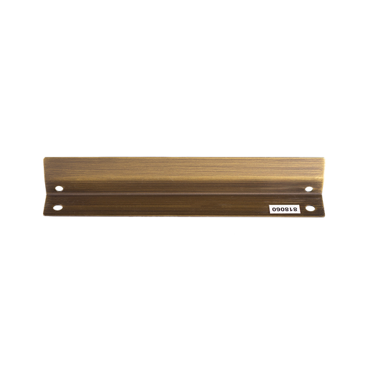 A gold-colored glare guard for landscape lighting, with multiple mounting holes.