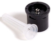 Rain Bird 15LCS sprinkler spray nozzle with a black body and a white filter screen, designed for a left corner strip pattern.