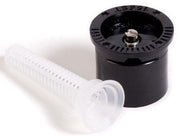 Rain Bird 15EST sprinkler spray nozzle with an end strip pattern, featuring a black body and a white filter screen.