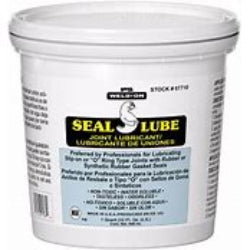 A pint container of Weld-On Seal Lube Gasket Lubricant with a white label and blue text.
