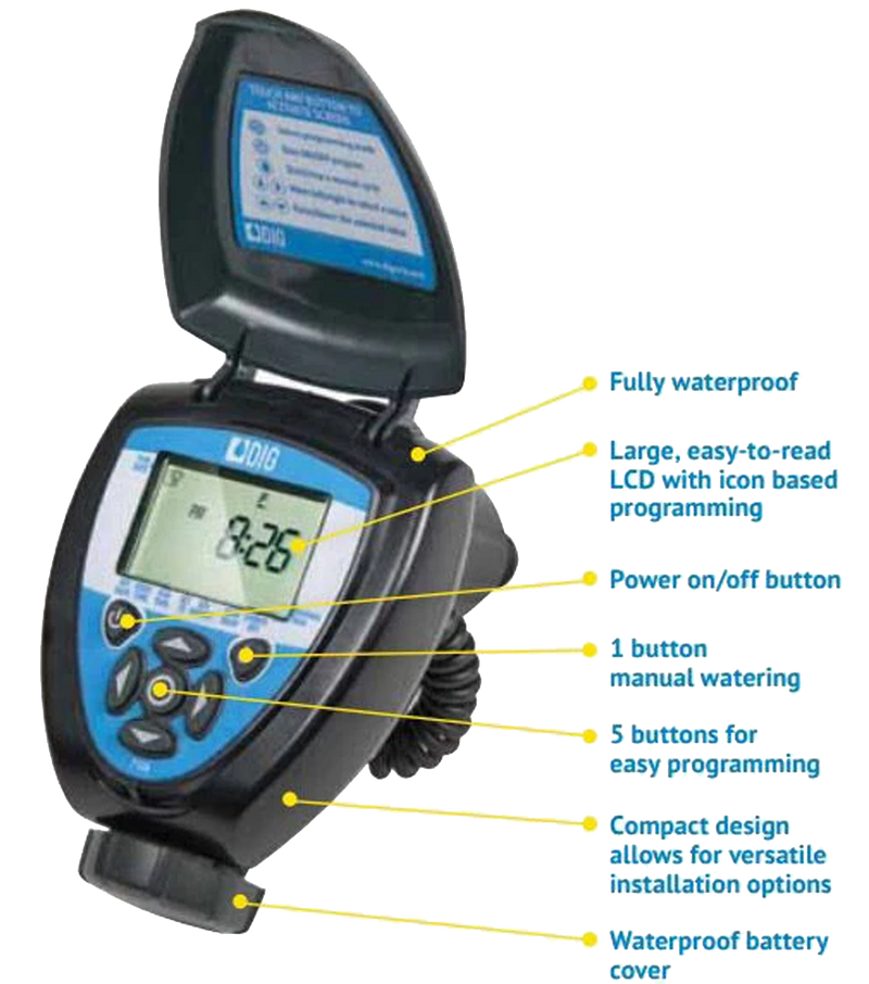 DIG 710A-000, Single Station Battery Controller With 4 Valve Adapters for DIG, Rain Bird, Hunter and Irritrol