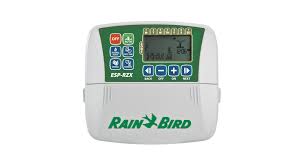 Rain Bird EXP RZX6 120V Indoor 6 Station ESP-RZX Irrigation Controller with a large LCD display and user interface buttons.