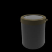 Black cylindrical container with a lid on a white background