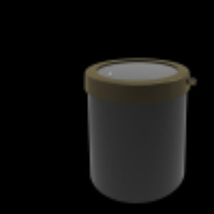 Black cylindrical container with a lid on a white background