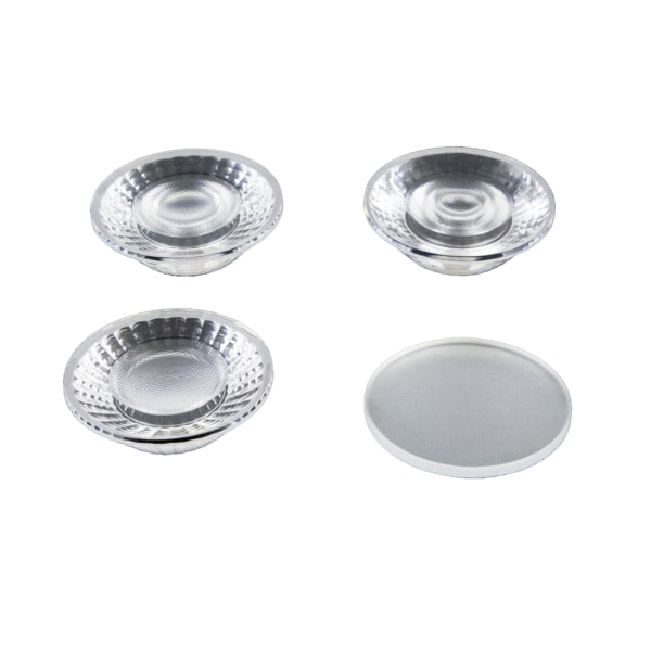 Set of four silver coasters on a white background