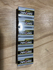 Pack of Rayovac Pro batteries on a wooden surface