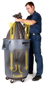 Trash Can, FG263200DGRN, Rubbermaid, 32 Gal. Polyethylene Round, Green