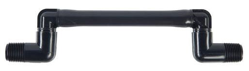 Pre-assembled sprinkler swing joint with a 6-inch length and a 1/2 inch threaded end connection, black in color.