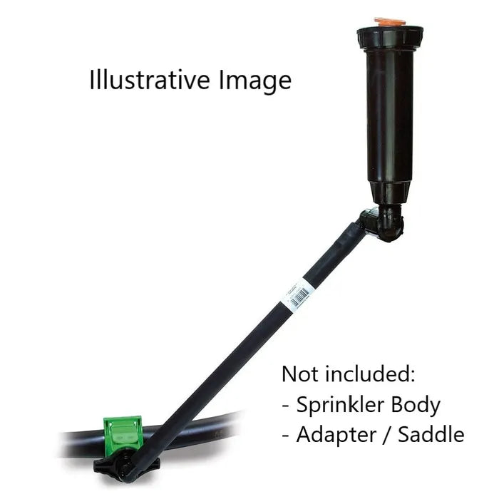 Illustrative image of a sprinkler system with text indicating components not included.