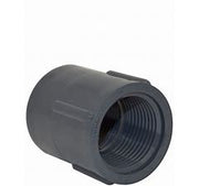 A black 1" GRAY FPT x FPT Coupling Schedule 40 PVC fitting.
