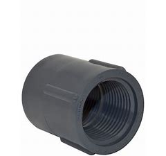 A black 1" GRAY FPT x FPT Coupling Schedule 40 PVC fitting.