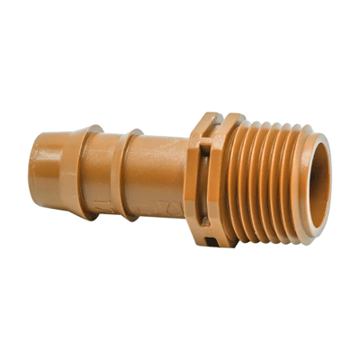 DIG- 15-046, 1/2 Male Adapter With Barb x 17mm .600" ID Insert Connector, Brown