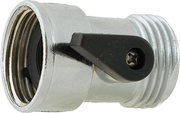 A 3/4 inch hose connector with a male threaded end and a female threaded end, primarily silver in color with a metallic finish.