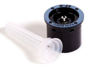 Rain Bird 5F B MPR Bubbler Nozzle, featuring a black body with a white adjustment screw and a gray color-coded top.
