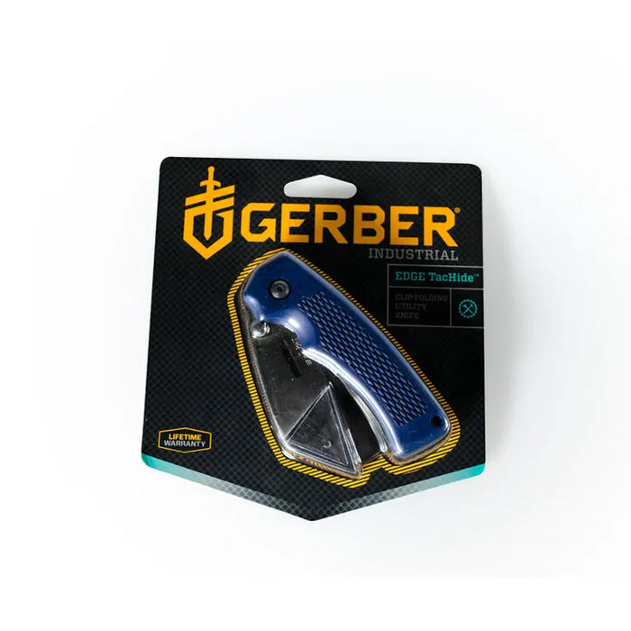 Gerber brand packaging with a blue tool on a white background