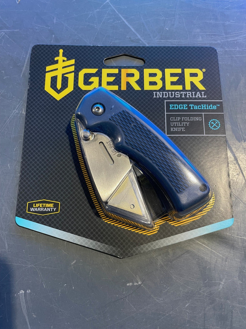 Blue Folding Super Knife With Rubber Handle