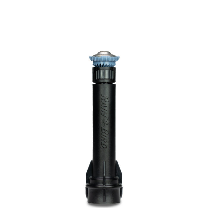 Black and blue sprinkler head on a white background