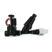 Black mechanical valve with white component on a white background