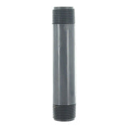 Gray threaded cylindrical pipe on a white background