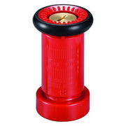 Red and black spray nozzle on a white background