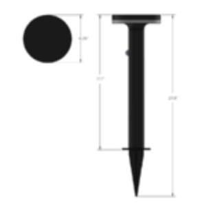 Black nail with dimensions shown on a white background