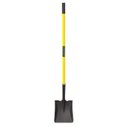 Black shovel with a yellow handle on a white background