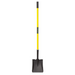 Black shovel with a yellow handle on a white background