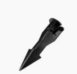 Black pointed object on a white background