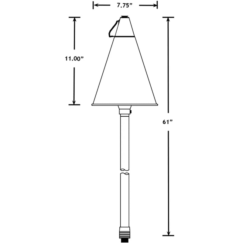 Technical drawing of a lamp with dimensions labeled