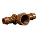 Brown plastic plumbing fitting on a white background