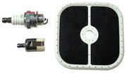 An Echo tune-up kit including a fuel filter, air filter, and spark plug for power tool blowers.