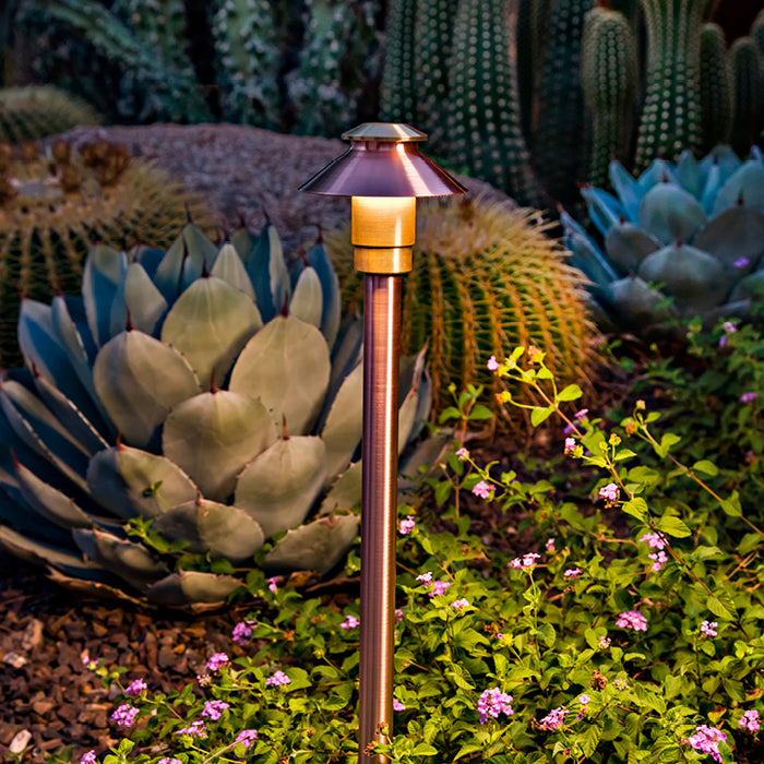 Brilliance ZION-PL-4-G4-BR-BLK-F, Zion 4" Path Light Brass + Black Cerakote Fixed w/Beacon G4 2700K Lamp & ABS mounting stake
